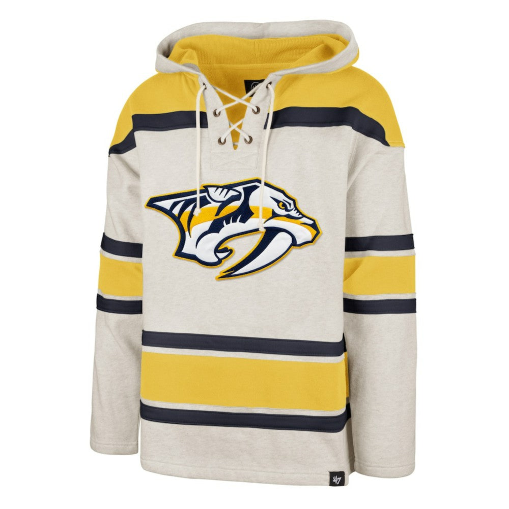 Nashville Predators '47 Rockaway Lace-Up Pullover Hoodie - Oatmeal Hoodies