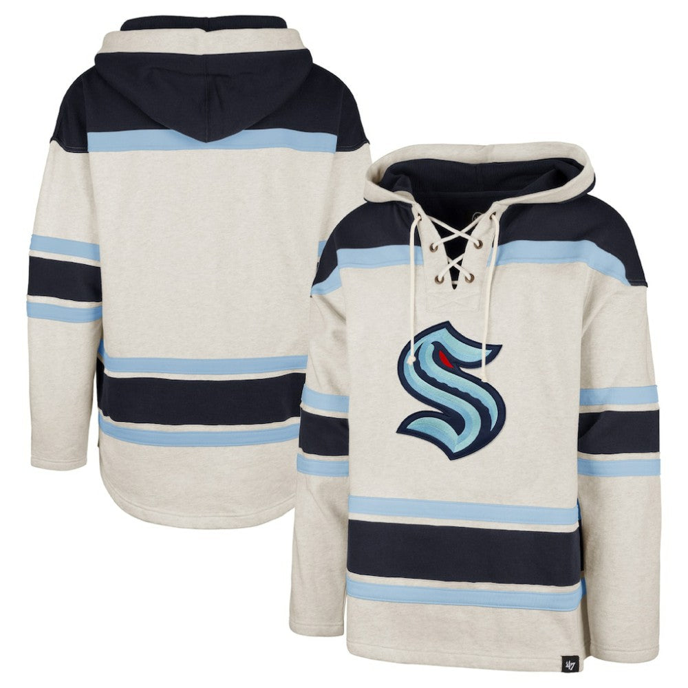 Seattle Kraken '47 Rockaway Lace-Up Pullover Hoodie - Oatmeal Hoodies
