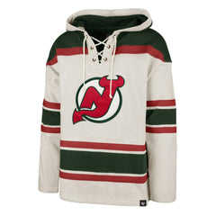 New Jersey Devils '47 Rockaway Lace-Up Pullover Hoodie - Oatmeal Jerseys