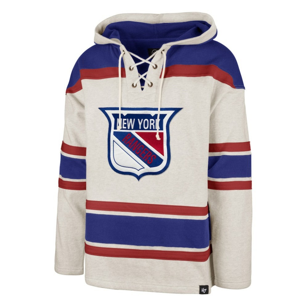 New York Rangers '47 Rockaway Lace-Up Pullover Hoodie - Oatmeal Hoodies