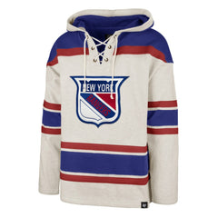 New York Rangers '47 Rockaway Lace-Up Pullover Hoodie - Oatmeal Hoodies