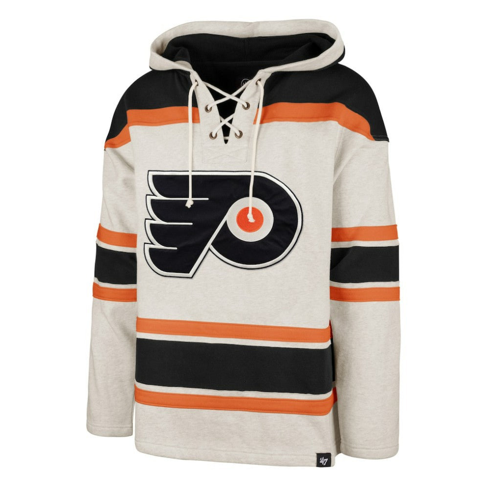 Philadelphia Flyers '47 Rockaway Lace-Up Pullover Hoodie - Oatmeal Hoodies