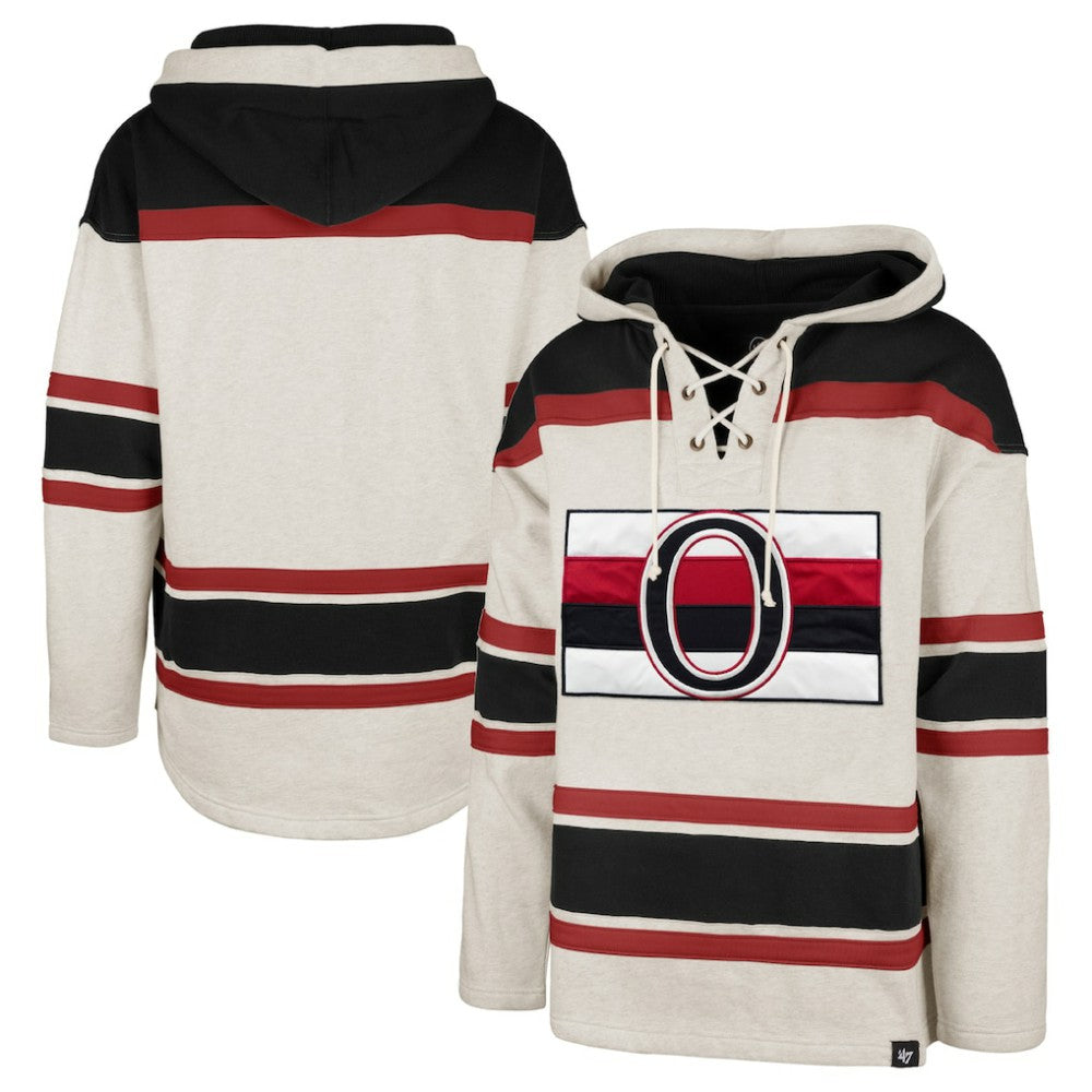 Ottawa Senators '47 Rockaway Lace-Up Pullover Hoodie - Oatmeal Hoodies