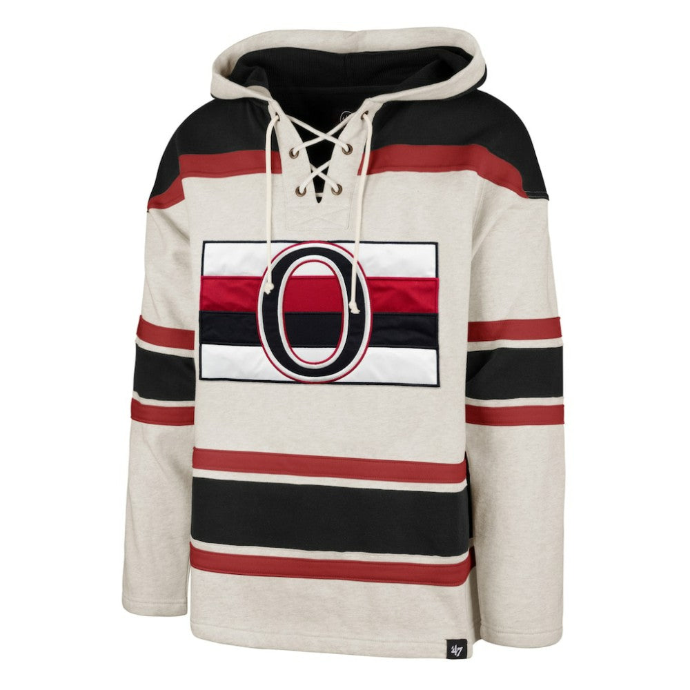 Ottawa Senators '47 Rockaway Lace-Up Pullover Hoodie - Oatmeal Hoodies