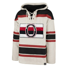 Ottawa Senators '47 Rockaway Lace-Up Pullover Hoodie - Oatmeal Hoodies