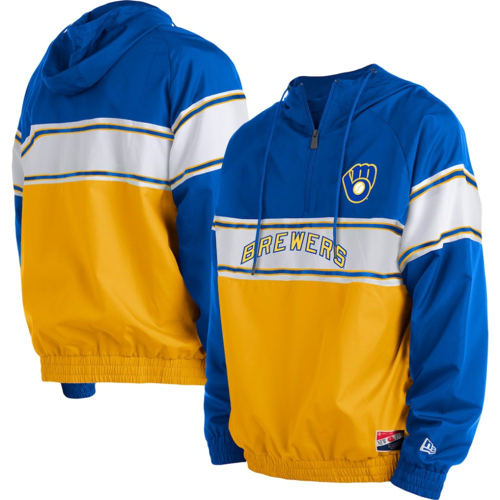 Milwaukee Brewers Ripstop Raglan Quarter-Zip Hoodie Royal