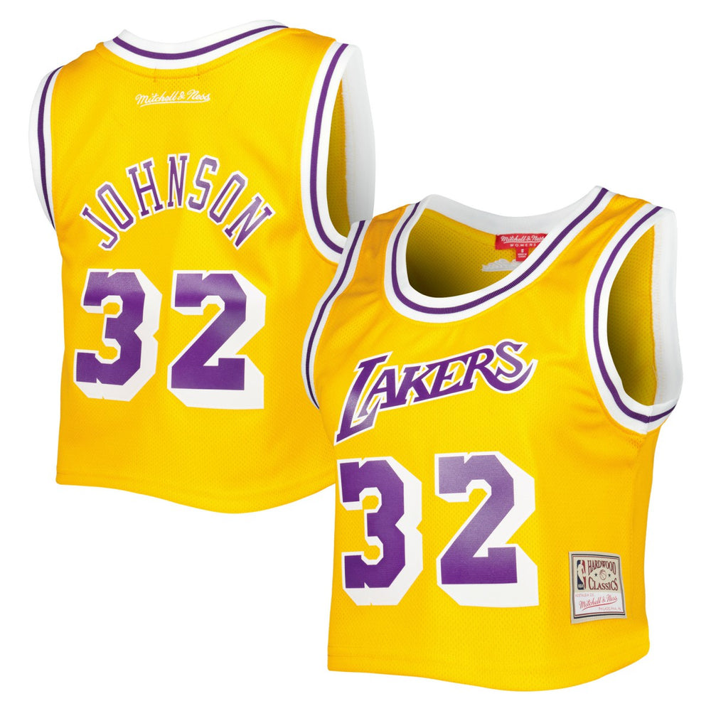 Magic Johnson Los Angeles Lakers Women's 1984 Hardwood Classics Crop Player Tank Top - Gold outlet
