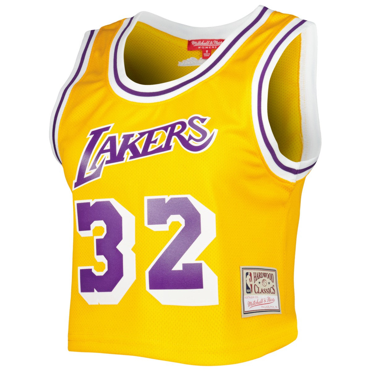Magic Johnson Los Angeles Lakers Women's 1984 Hardwood Classics Crop Player Tank Top - Gold outlet