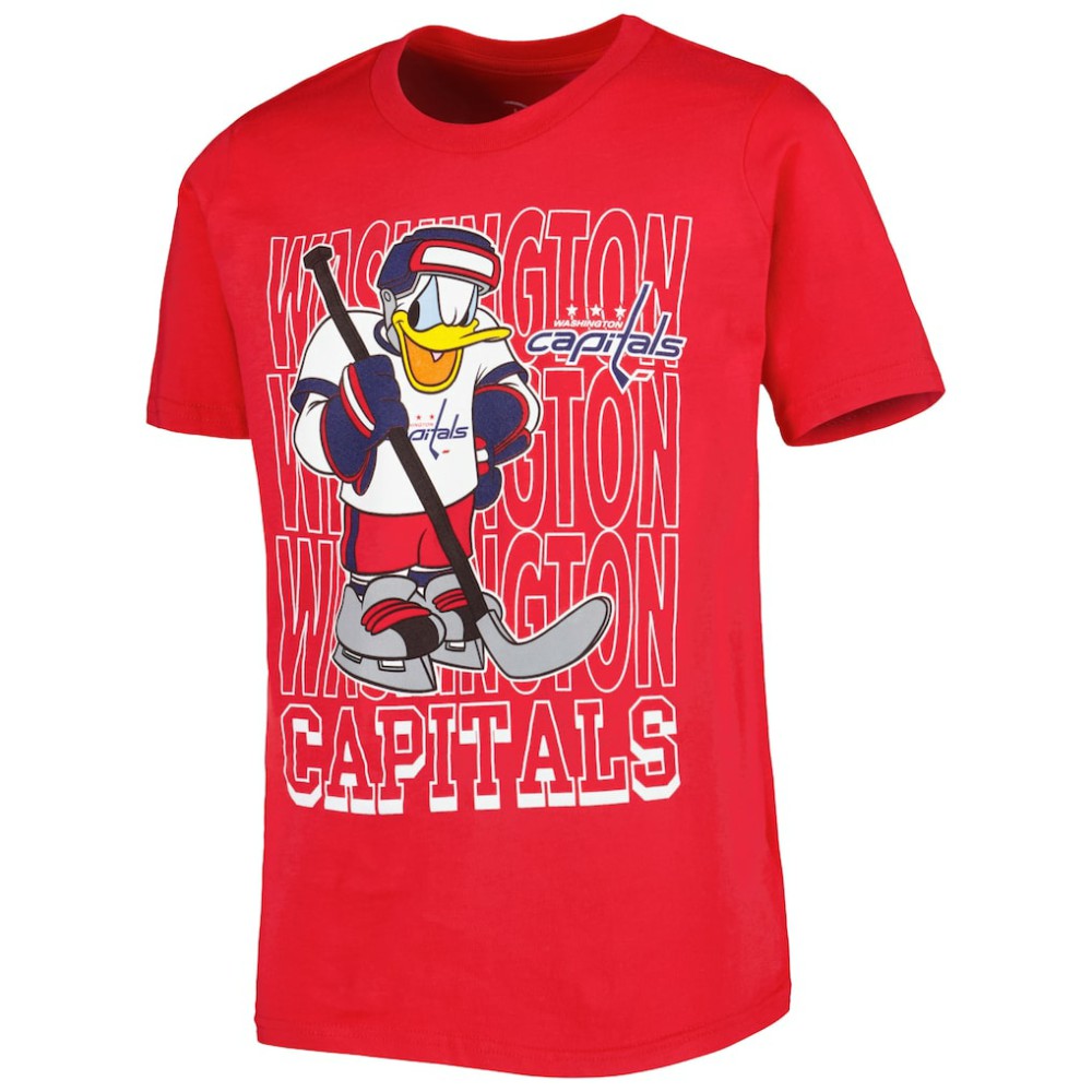 Washington Capitals Youth Disney Donald Duck Three-Peat T-Shirt - Red T-shirts