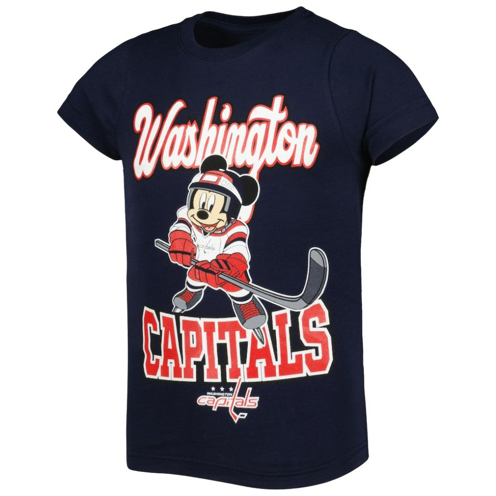 Washington Capitals Girls Youth Mickey Mouse Go Team Go T-Shirt - Navy T-shirts