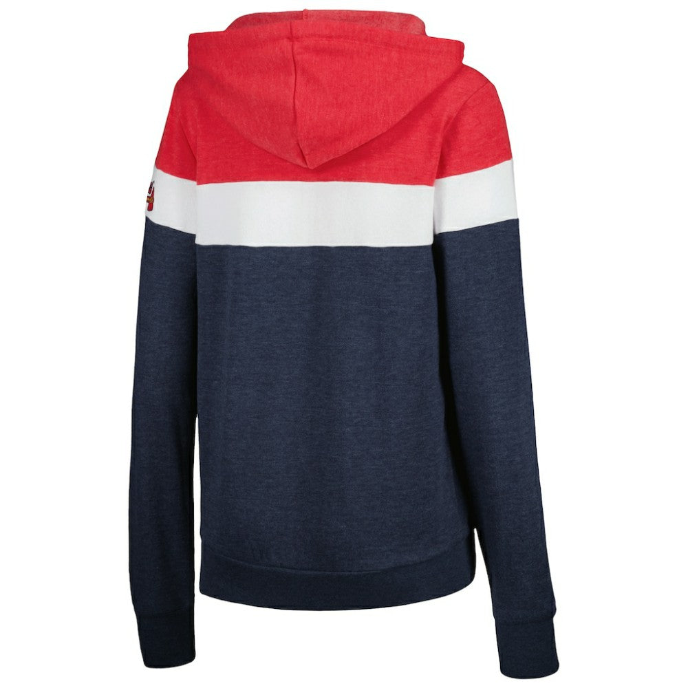 Atlanta Braves Women's Colorblock Full-Zip Hoodie Jacket Heather Navy