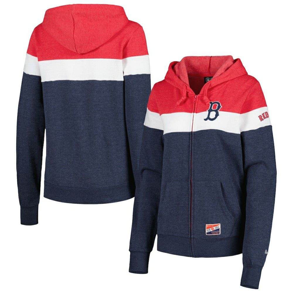 Boston Red Sox Women's Colorblock Full-Zip Hoodie Jacket Heather Navy