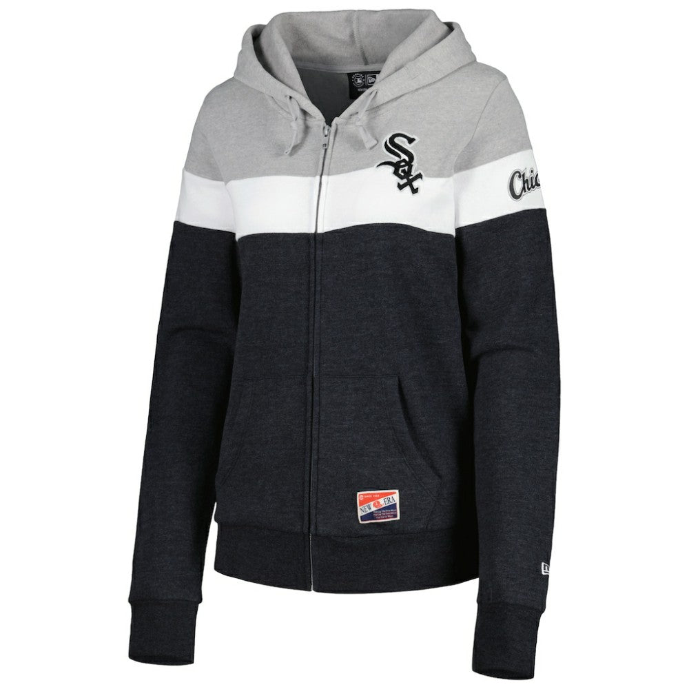 Chicago White Sox Women's Colorblock Full-Zip Hoodie Jacket Heather Black