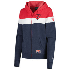 Minnesota Twins Women's Colorblock Full-Zip Hoodie Jacket Heather Navy