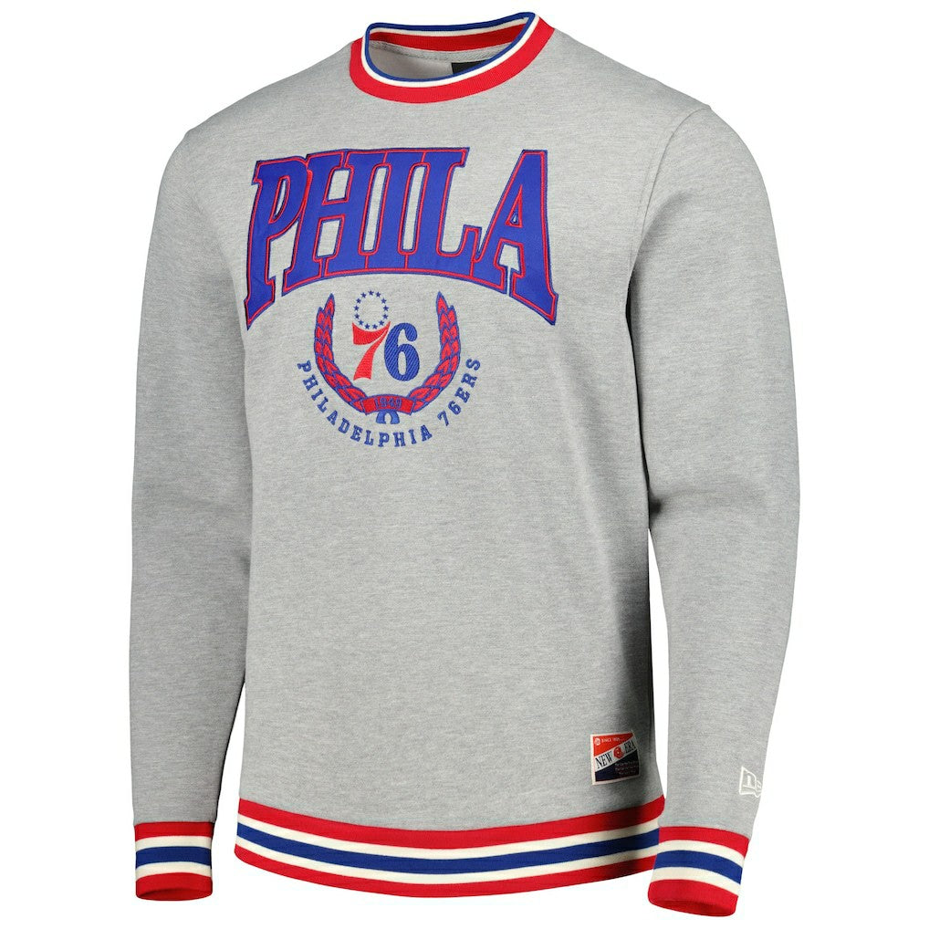 Philadelphia 76ers Unisex Vintage Throwback Crew Sweatshirt - Heather Gray shop