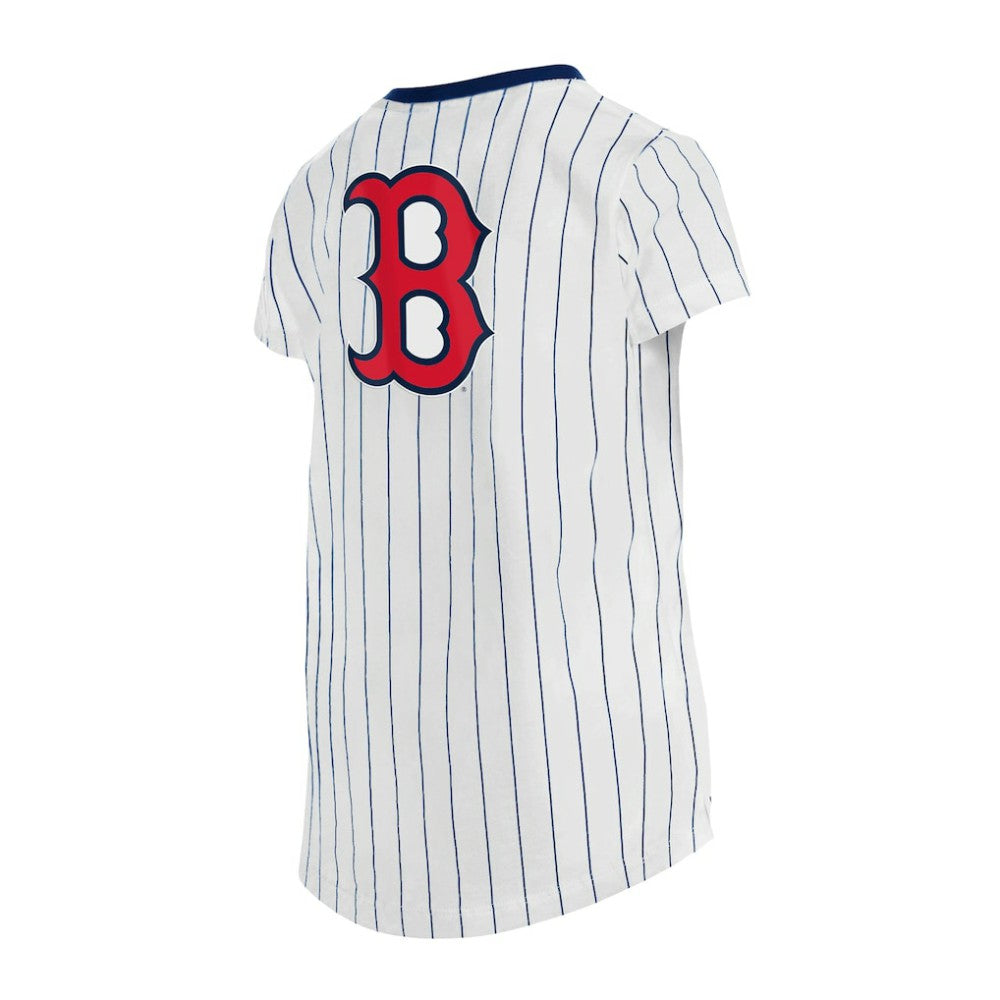 Boston Red Sox Girls Youth Pinstripe V-Neck T-Shirt White