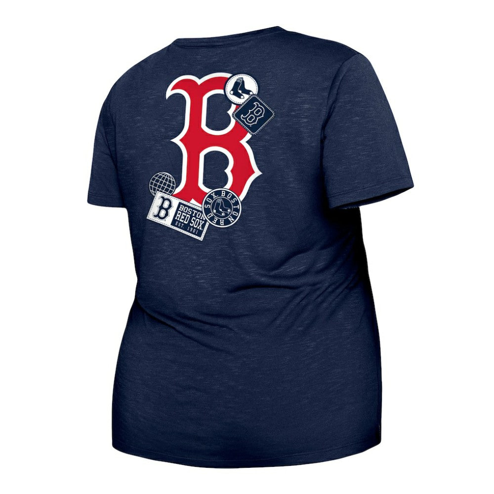 Boston Red Sox Women's Plus Size Two-Hit Front Knot T-Shirt Navy