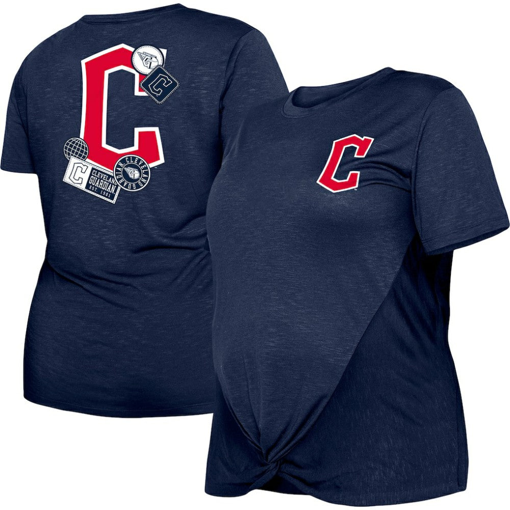 Cleveland Guardians Women's Plus Size Two-Hit Front Knot T-Shirt Navy
