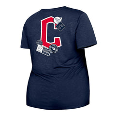 Cleveland Guardians Women's Plus Size Two-Hit Front Knot T-Shirt Navy