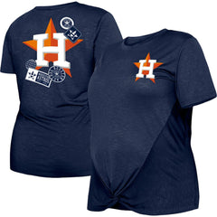 Houston Astros Women's Plus Size Two-Hit Front Knot T-Shirt Navy