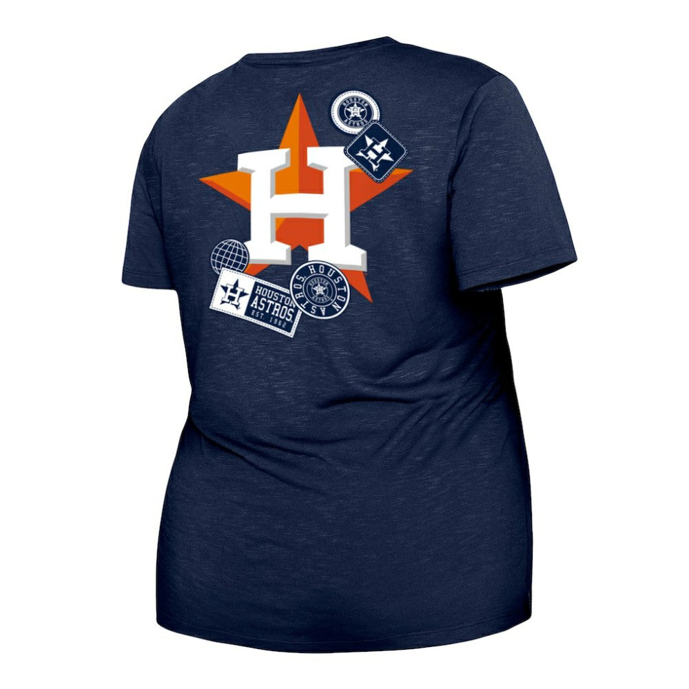 Houston Astros Women's Plus Size Two-Hit Front Knot T-Shirt Navy