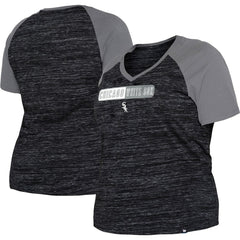 Chicago White Sox Women's Plus Size Space Dye Raglan V-Neck T-Shirt Black