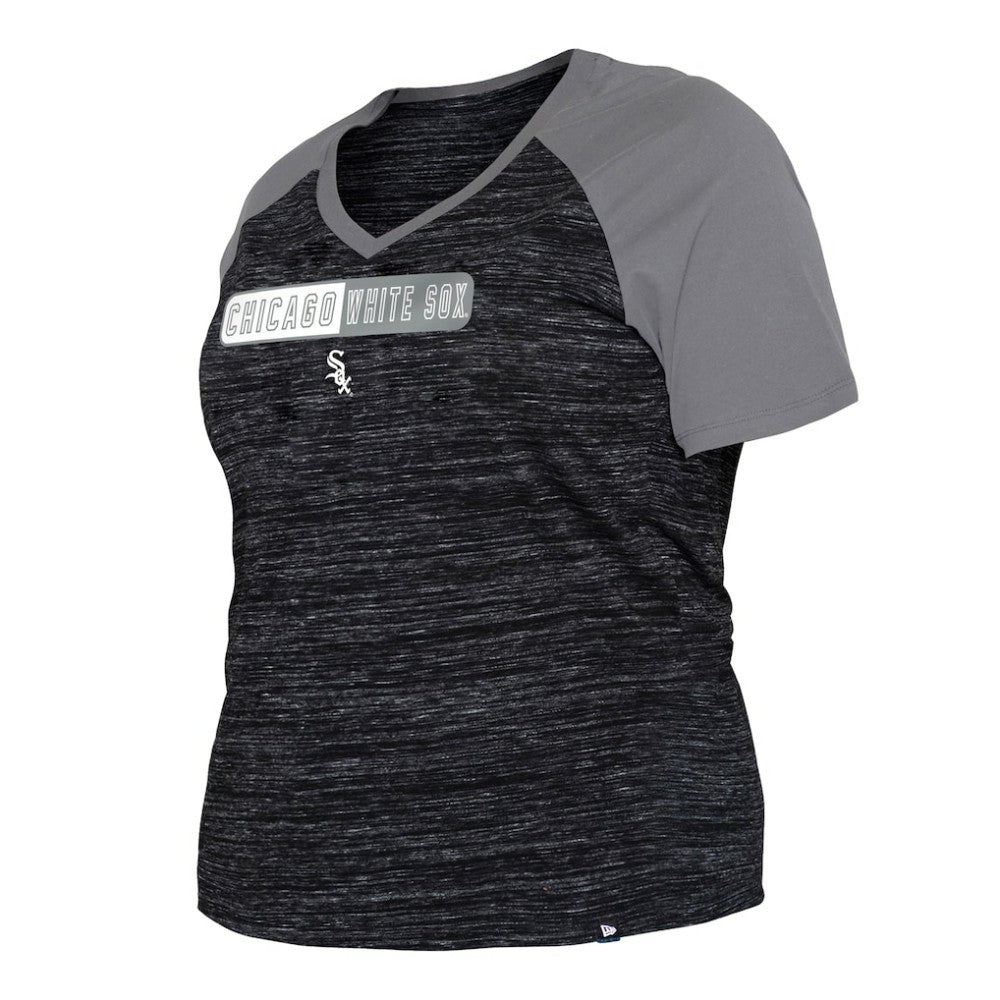 Chicago White Sox Women's Plus Size Space Dye Raglan V-Neck T-Shirt Black