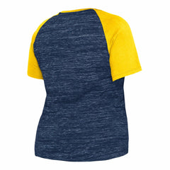 Milwaukee Brewers Women's Plus Size Space Dye Raglan V-Neck T-Shirt Navy