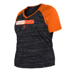 San Francisco Giants Women's Plus Size Space Dye Raglan V-Neck T-Shirt Black