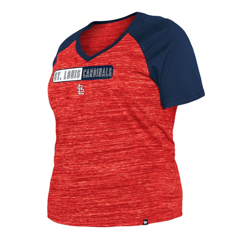 St. Louis Cardinals Women's Plus Size Space Dye Raglan V-Neck T-Shirt Red