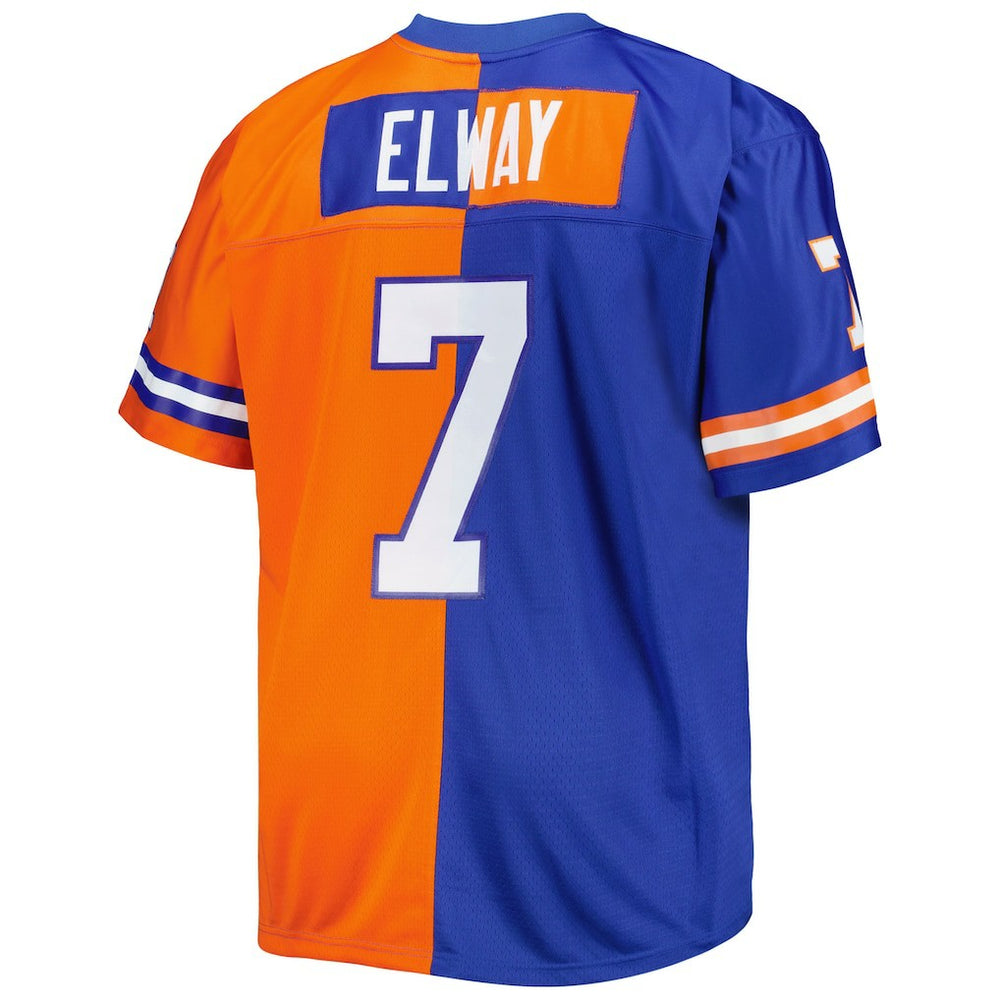John Elway Denver Broncos Big & Tall Split Legacy Retired Player Replica Jersey - Royal/Orange for sale