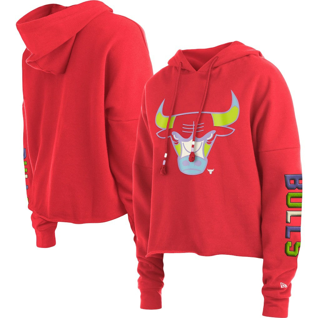 Chicago Bulls Women's Color Pack Cropped Top Pullover Hoodie - Red outlet