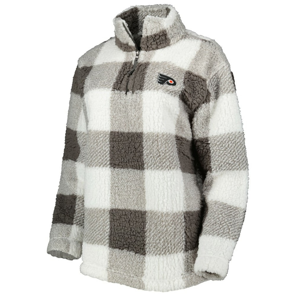 Philadelphia Flyers G-III 4Her by Carl Banks Women's Logo Plaid Sherpa Quarter-Zip Jacket - Gray/White Jackets