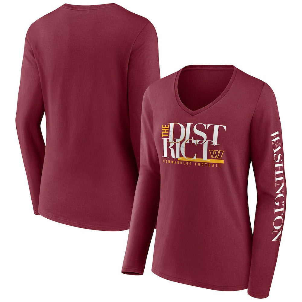 Washington Commanders Women's Hometown Sweep Long Sleeve V-Neck T-Shirt - Burgundy discount