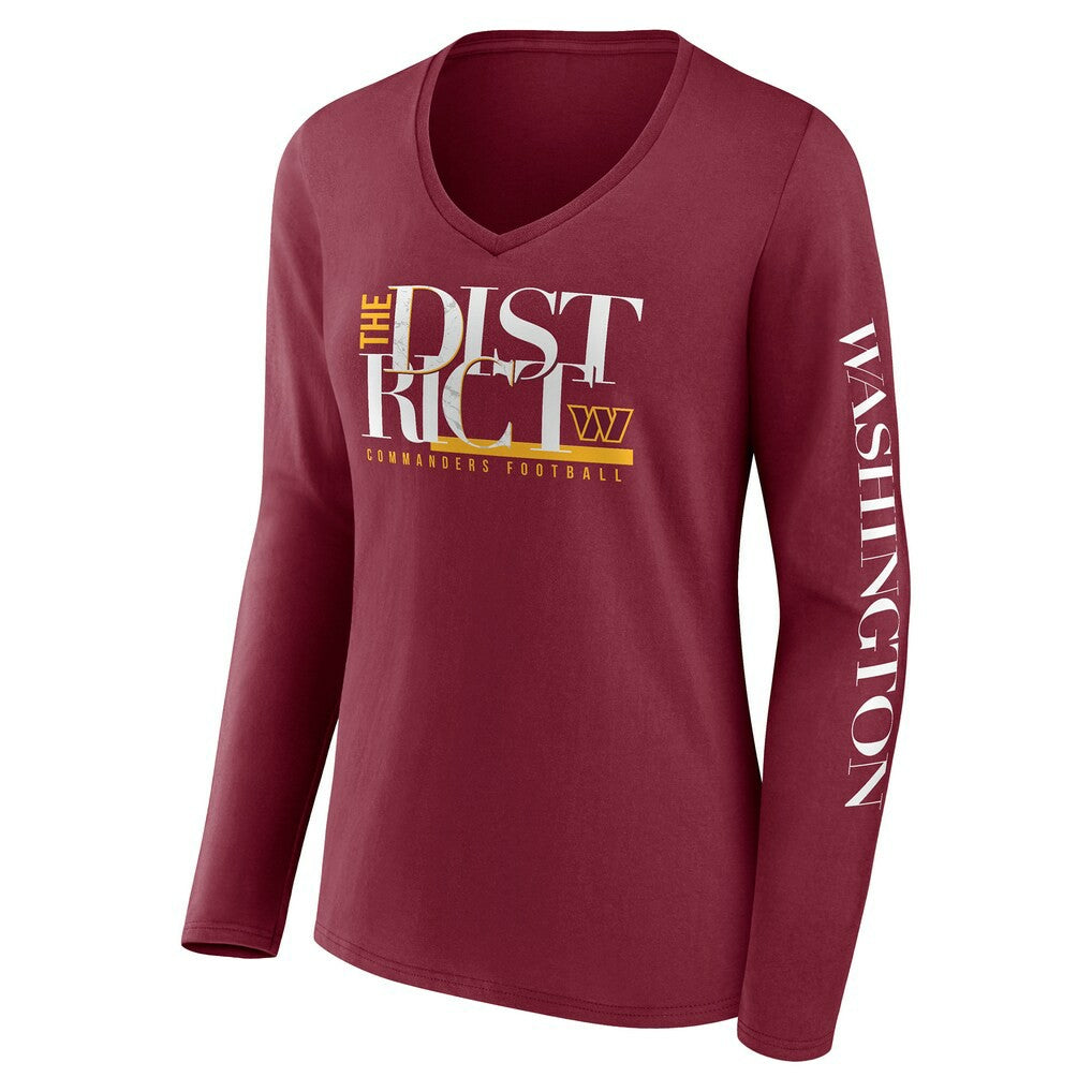 Washington Commanders Women's Hometown Sweep Long Sleeve V-Neck T-Shirt - Burgundy discount