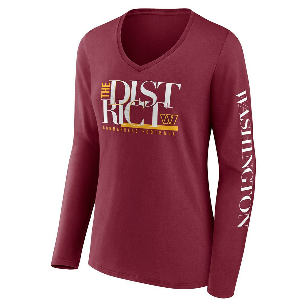 Washington Commanders Women's Hometown Sweep Long Sleeve V-Neck T-Shirt - Burgundy discount