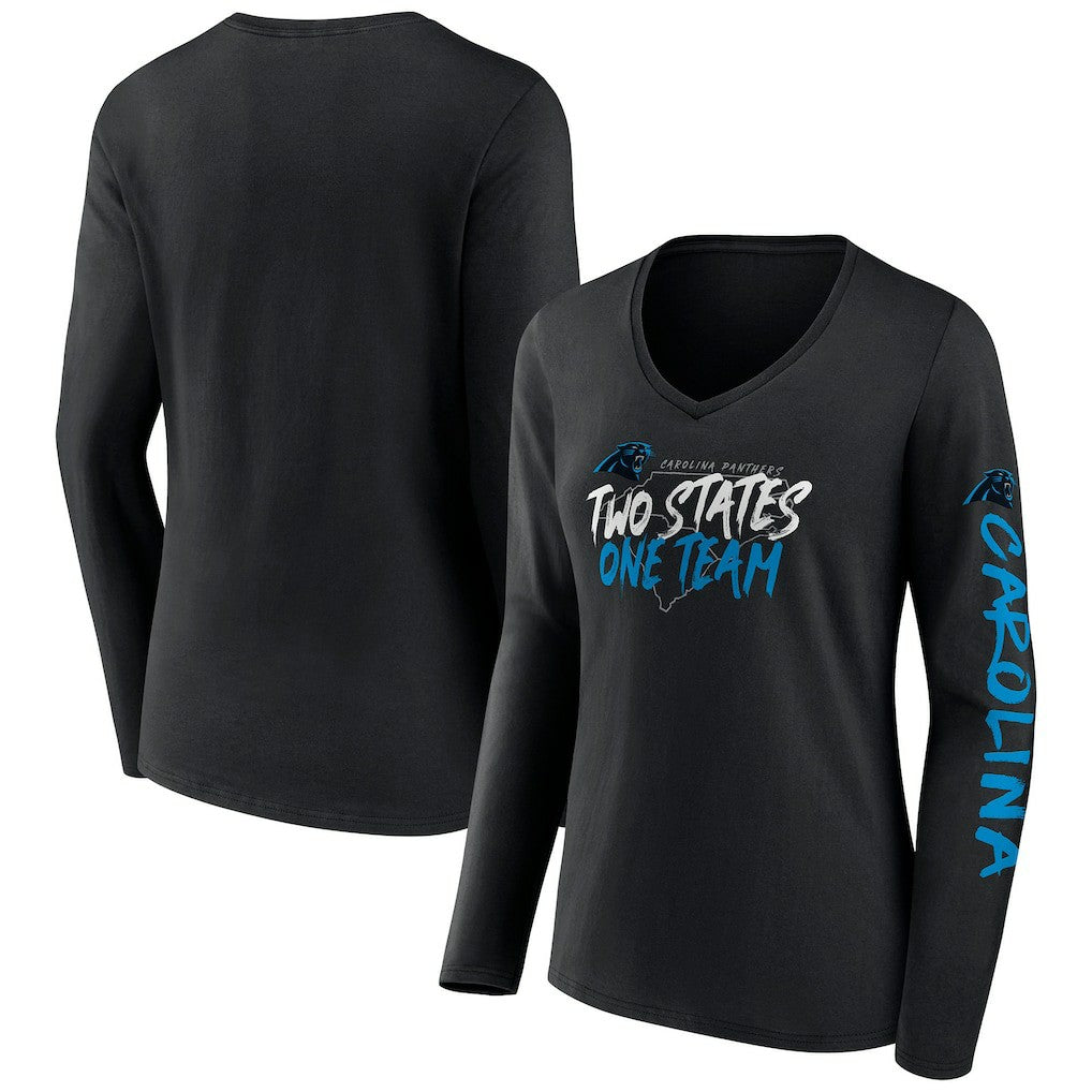 Carolina Panthers Women's Hometown Sweep Long Sleeve V-Neck T-Shirt - Black outlet