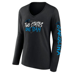 Carolina Panthers Women's Hometown Sweep Long Sleeve V-Neck T-Shirt - Black outlet