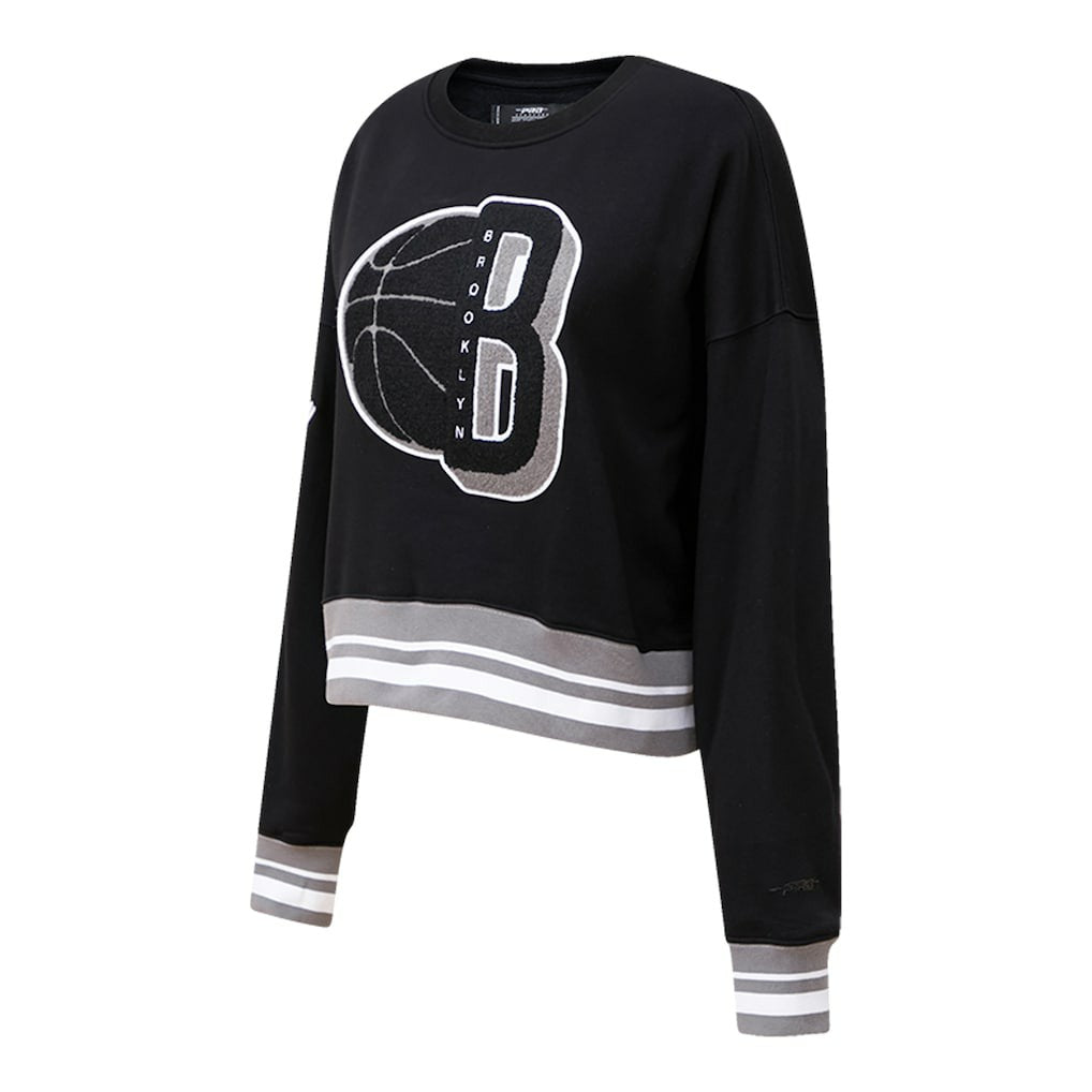 Brooklyn Nets Pro Standard Women's Mash Up Pullover Sweatshirt - Black cheap