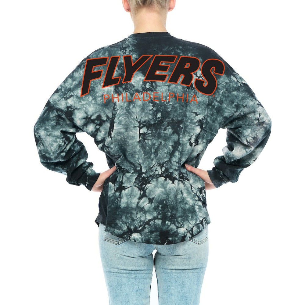 Philadelphia Flyers Fanatics Women's Crystal-Dye Long Sleeve T-Shirt - Black T-shirts