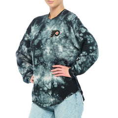 Philadelphia Flyers Fanatics Women's Crystal-Dye Long Sleeve T-Shirt - Black T-shirts