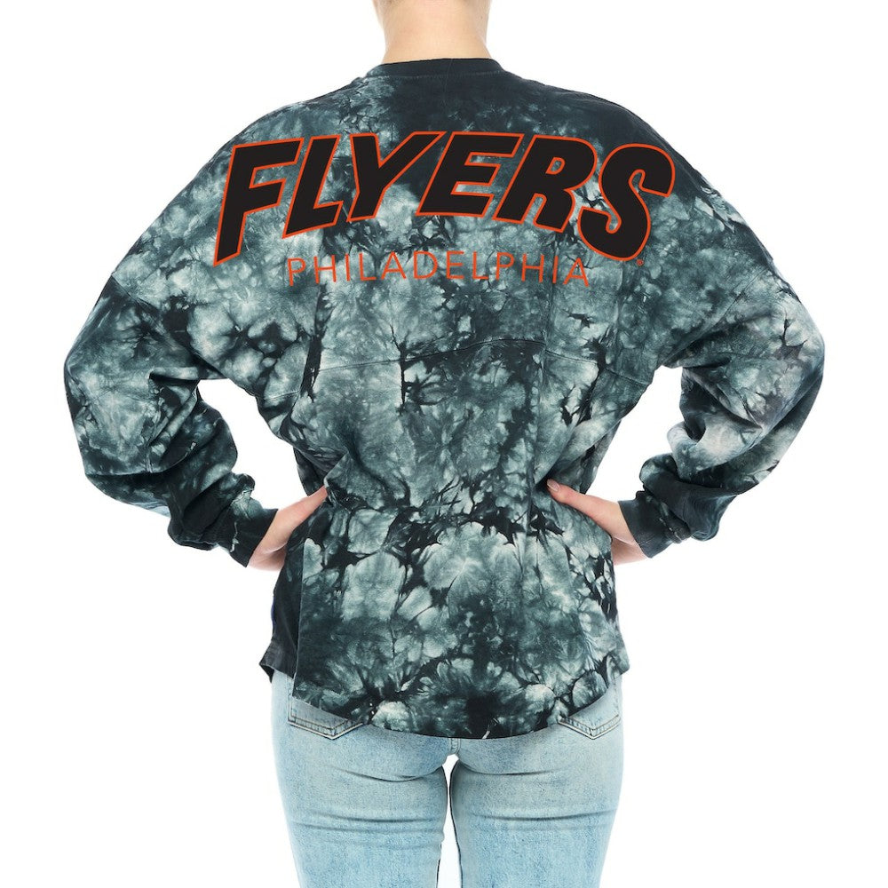 Philadelphia Flyers Fanatics Women's Crystal-Dye Long Sleeve T-Shirt - Black T-shirts