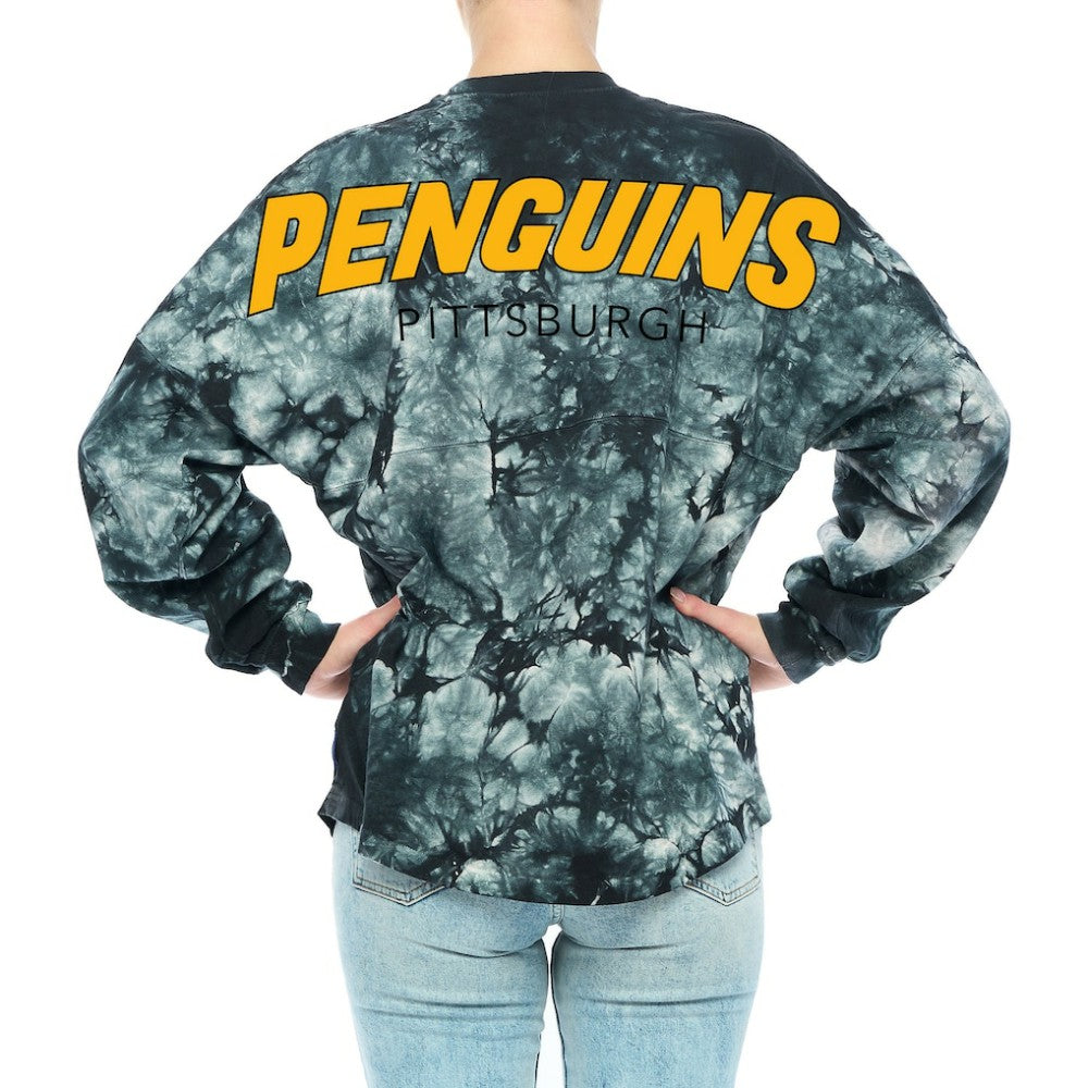Pittsburgh Penguins Fanatics Women's Crystal-Dye Long Sleeve T-Shirt - Black T-shirts