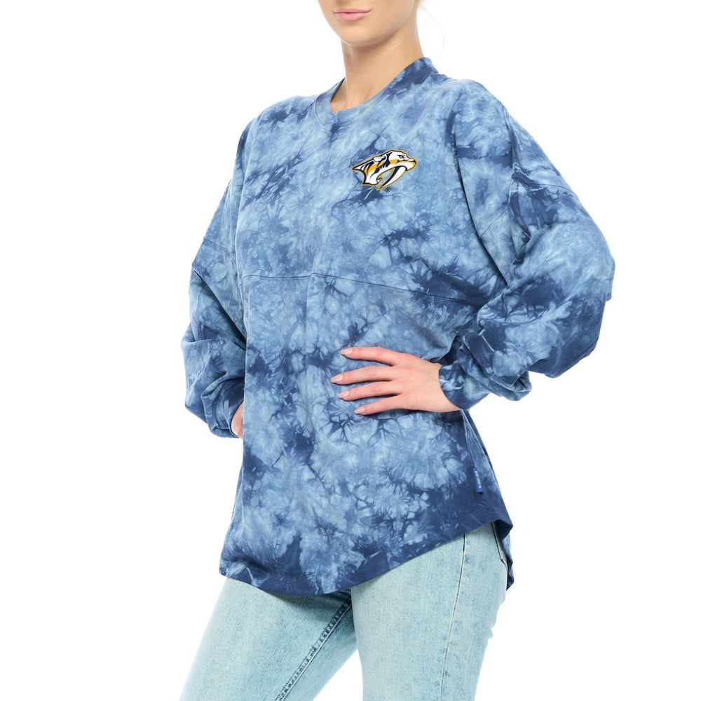 Nashville Predators Fanatics Women's Crystal-Dye Long Sleeve T-Shirt - Navy T-shirts