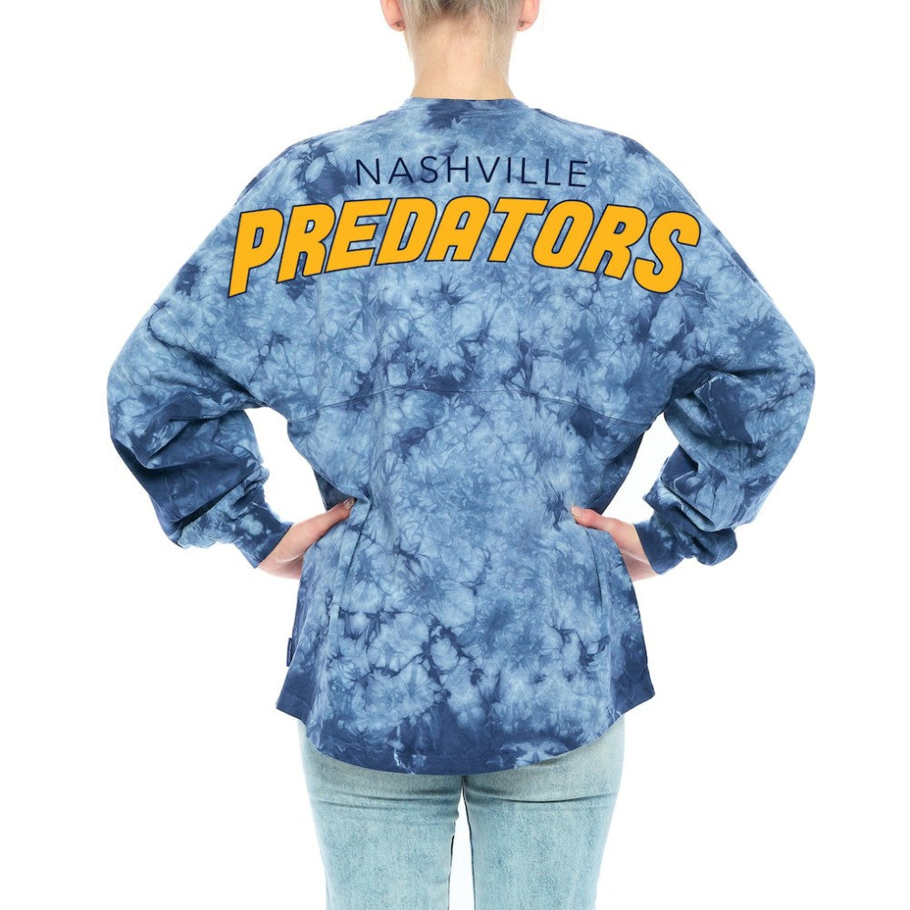 Nashville Predators Fanatics Women's Crystal-Dye Long Sleeve T-Shirt - Navy T-shirts