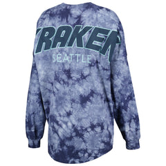 Seattle Kraken Fanatics Women's Crystal-Dye Long Sleeve T-Shirt - Deep Sea Blue T-shirts