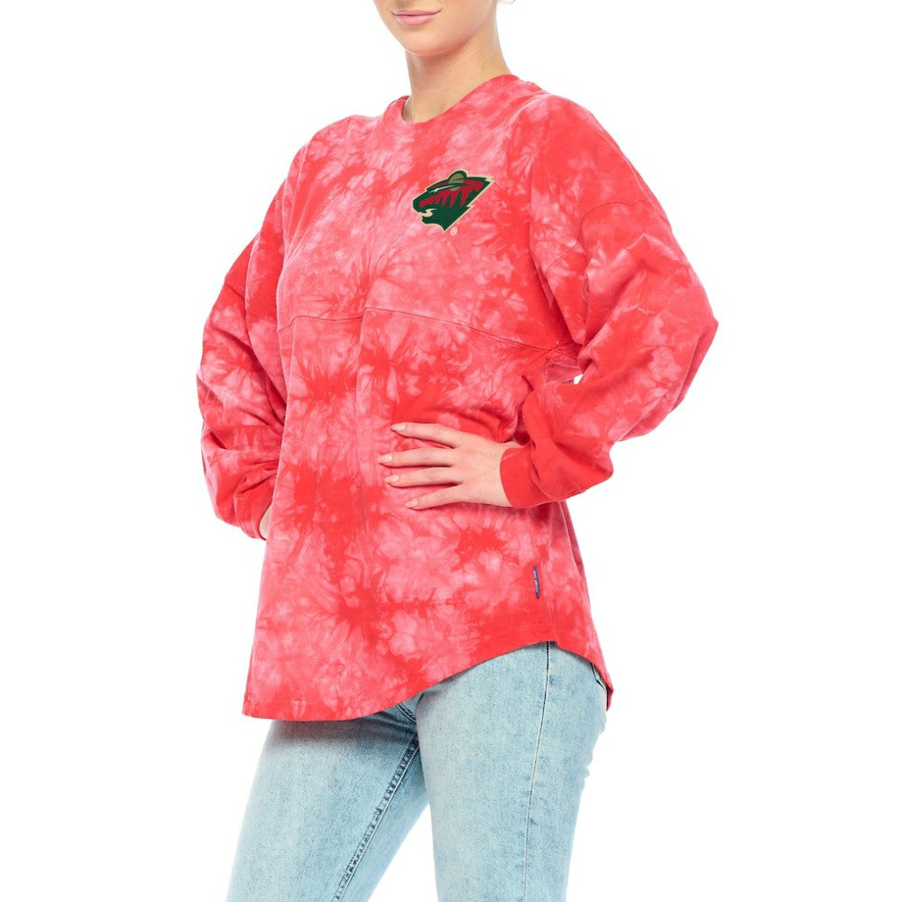 Minnesota Wild Fanatics Women's Crystal-Dye Long Sleeve T-Shirt - Red T-shirts