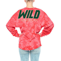 Minnesota Wild Fanatics Women's Crystal-Dye Long Sleeve T-Shirt - Red T-shirts