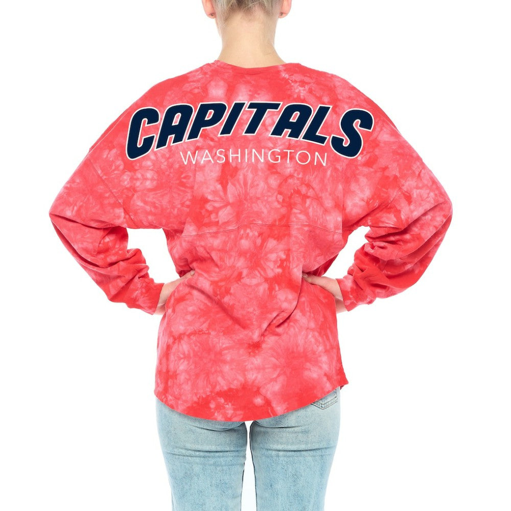 Washington Capitals Fanatics Women's Crystal-Dye Long Sleeve T-Shirt - Red T-shirts