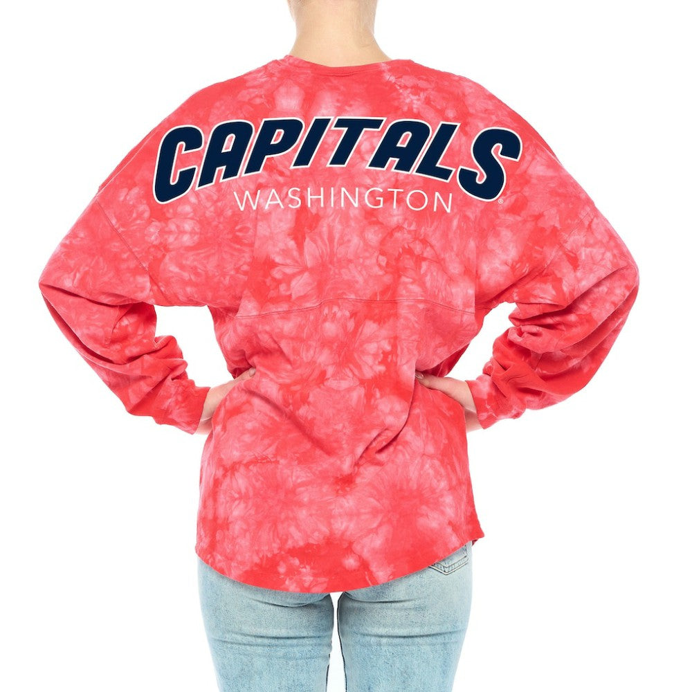 Washington Capitals Fanatics Women's Crystal-Dye Long Sleeve T-Shirt - Red T-shirts